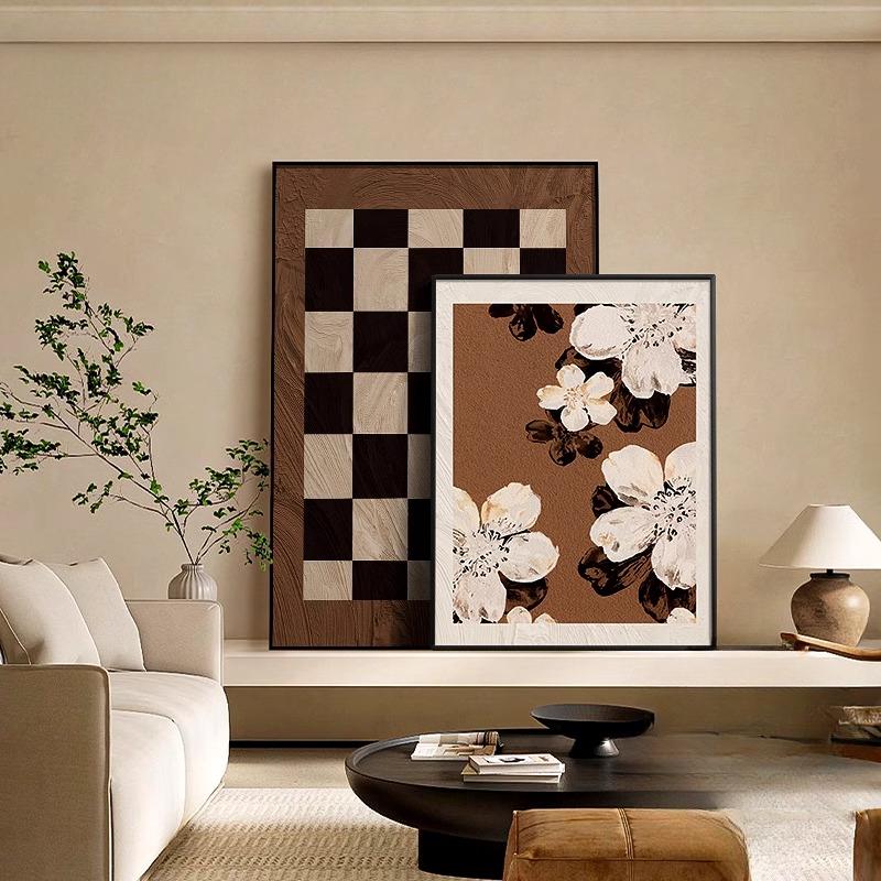 中古风餐厅茶室装饰画小众玄关背景墙面壁画客厅简约民宿禅意挂画