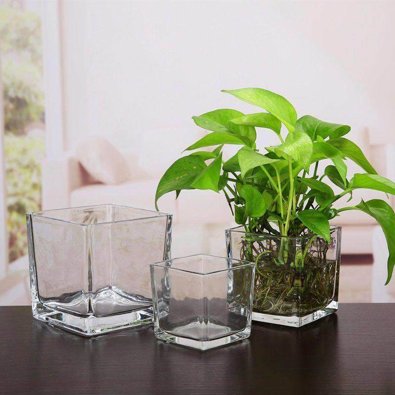 花瓶玻璃简约方形圆形水培器皿水养绿萝插花容器客厅家居装饰摆件