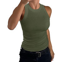 Plus Size Solid Ribbed Round Neck Tank Top Casual Style thumbnail 4