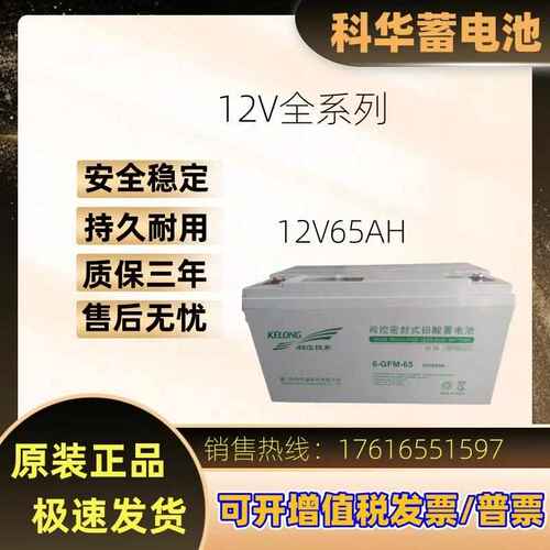 科华蓄电池12V65AH 铅酸免维护 直流屏应急电源