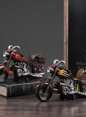 美国覆古老式摩托车模型包书柜家客厅商店餐厅柜台装饰小饰品