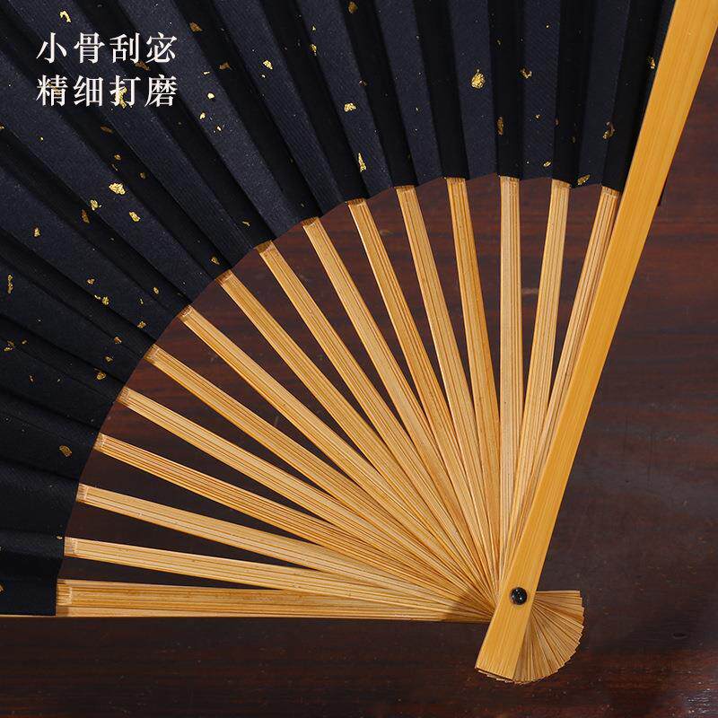 夏季古风男款女款水磨玉竹折扇文玩扇收藏扇空白苏工宣纸书法扇子
