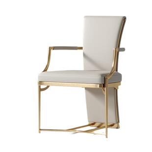 轻奢茶桌椅组合泡茶椅子客厅家用不锈钢靠背扶手椅现代茶室主人椅