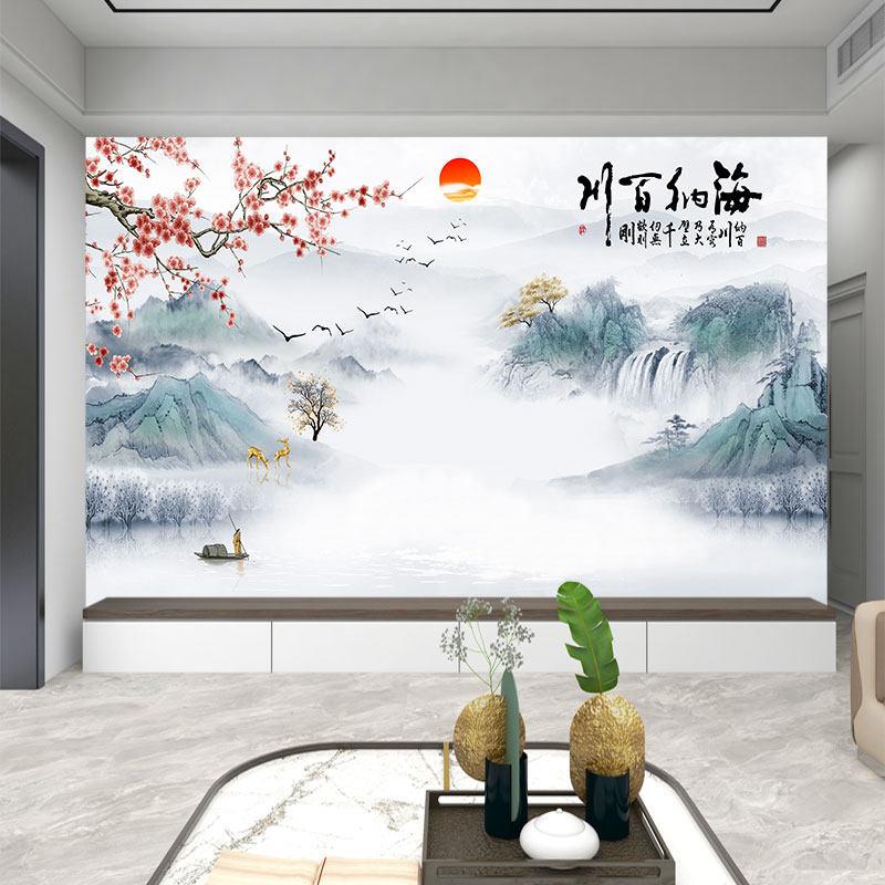 海纳百川碳晶板电视背景墙客厅沙发卧室竹木纤维防撞金刚背景墙挂