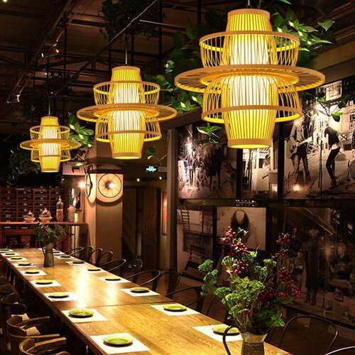 竹编吊灯日式民宿饭店竹子中式灯笼火锅店餐厅中国风茶室竹艺灯具