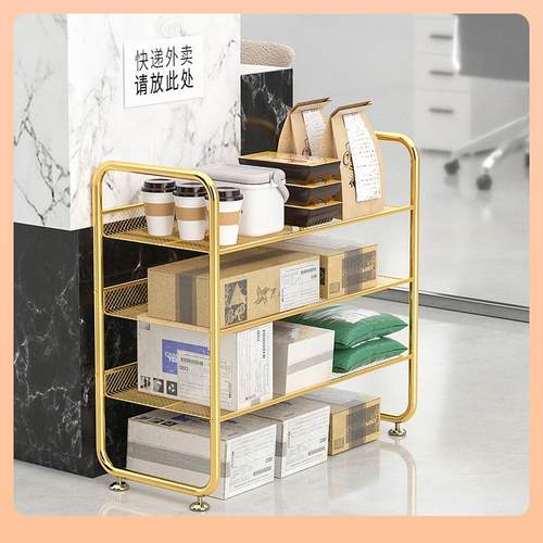 ฅ外卖置物架快递架子家门口入户多层收纳公司打印机小件走廊电