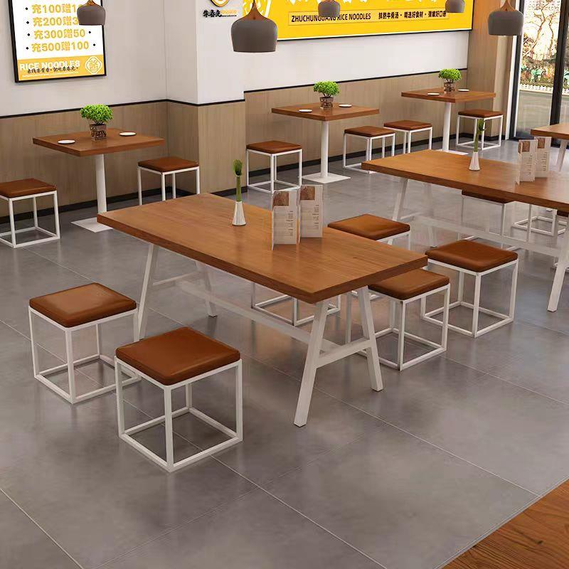 商用面馆粉店桌子方凳组合简约铁艺实木小吃快餐连锁店餐桌椅餐椅