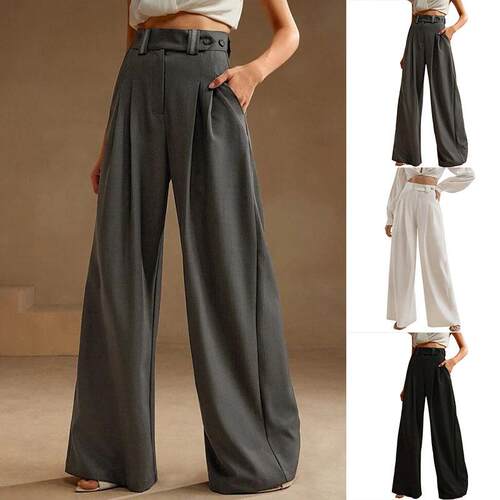 Thin and high waisted women's wide leg pants, suit pants