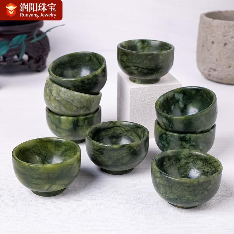 天然水晶岫玉茶杯南玉玉石小酒杯功夫茶杯茶具工艺品办公桌面摆件