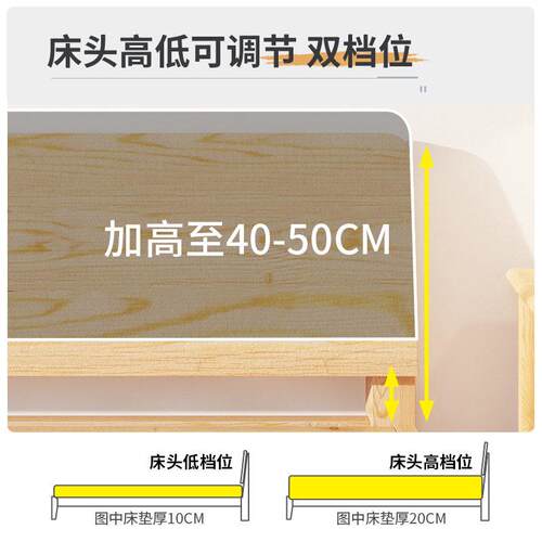 1.5米床家用1.2人床出租房实木床公寓原木床架厂家直销纯实木