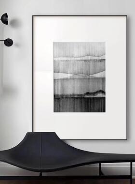 小众极简风景画现代简约黑白摄影挂画客厅餐厅中古风床头柜装饰画