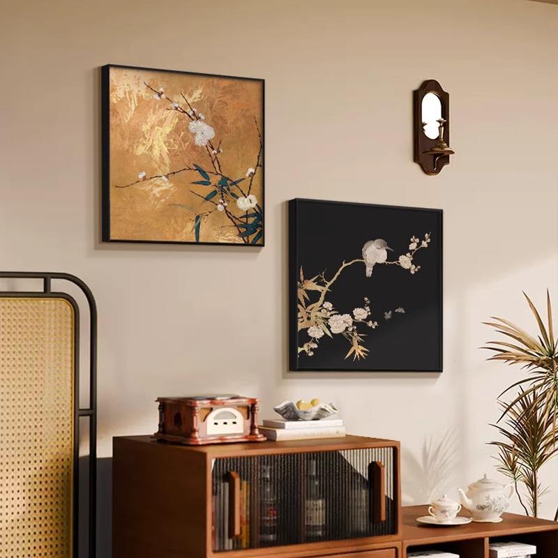 古花鸟客厅装饰画法ALJZ121式中古风卧餐厅组床合挂画新复中式室