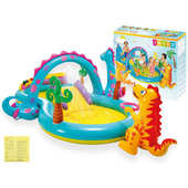 形泳池充气喷水池公园戏水滑梯八字水池intex57135儿童恐龙滑城堡