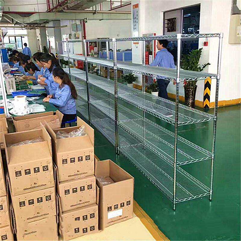 带轮货架镀铬线网货架不锈钢色置物架防静电车间货架仓库物料货架