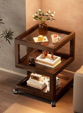 楠网205创意红床头柜民宿竹出租房家用收纳带轮可移动沙发IBL边柜