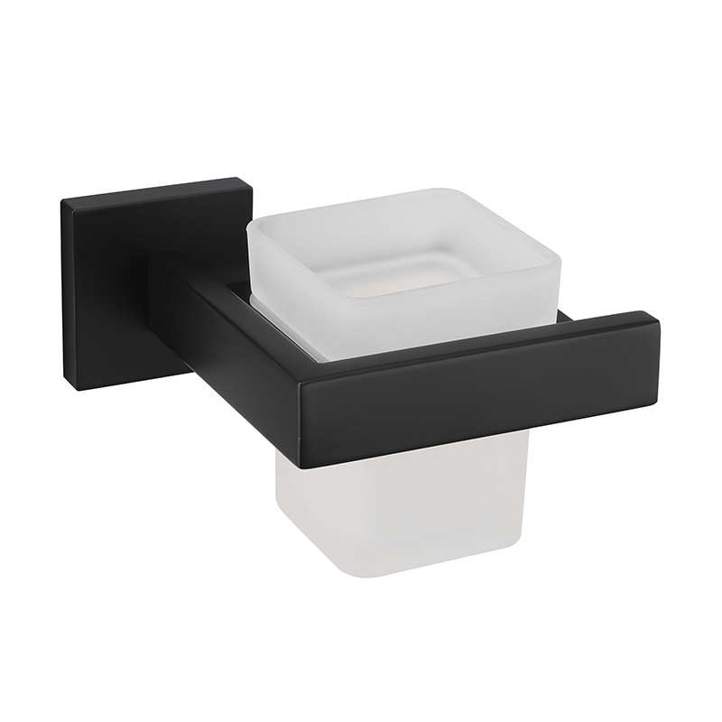 欧式杯玻璃漱口杯杯8010单牙刷架单烤 架漆杯304浴室杯不锈钢黑色