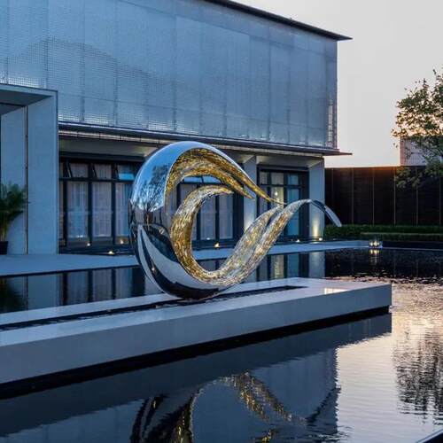 不锈钢雕塑镜面浪花公园地产园林景观大型广场水景月亮异造形摆件