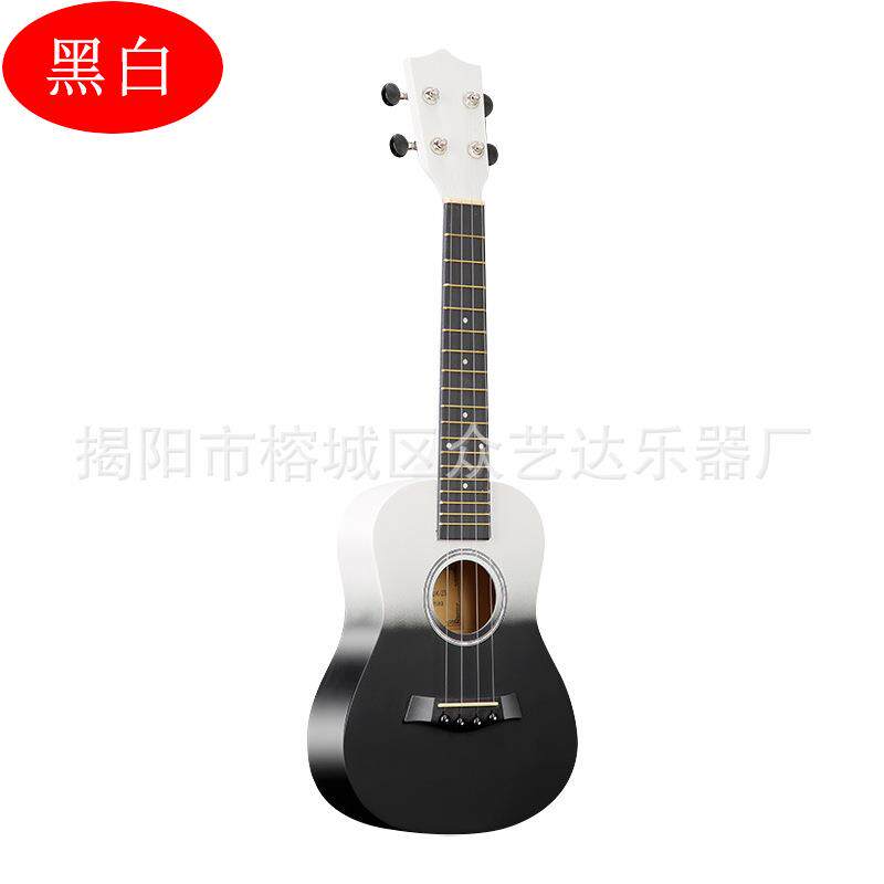 23寸黑白色尤克里里初学者女生入门高颜值儿童练习小吉他ukulele