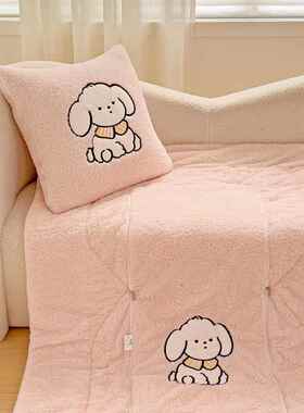 牛LMY-YJ-1奶绒枕被子两抱用二合一加厚办子室午睡毯枕头被车公载