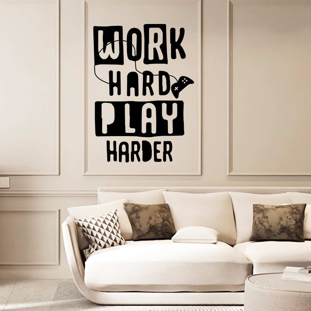 work hard play harder创意图案精雕装饰墙贴自粘式壁画HZ3120