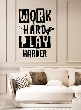 work hard play harder创意图案精雕装饰墙贴自粘式壁画HZ3120