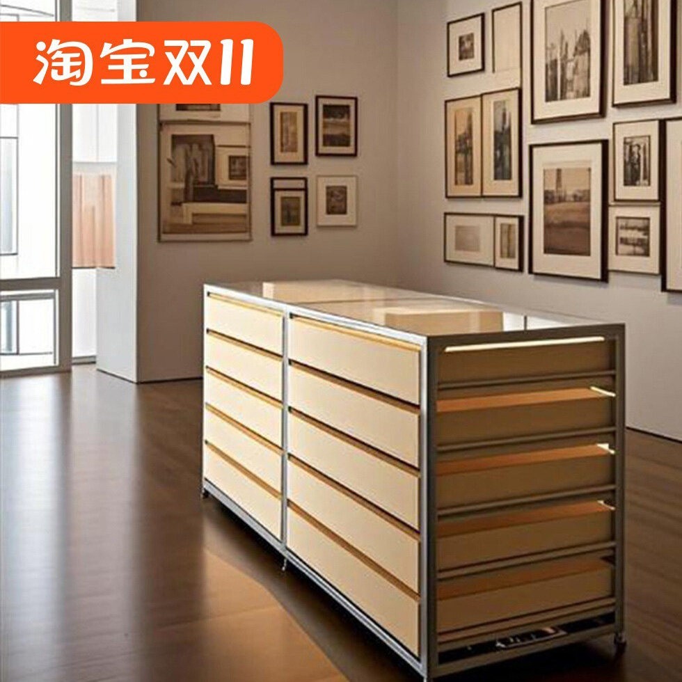 铝挤型材料海洋板桦木储物斗柜DIY置物架咖啡厅中岛台多层抽屉展