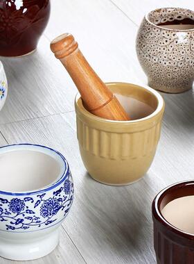 土陶粗瓷蒜臼子家用老式捣蒜器传统捣蒜罐陶瓷蒜缸砸蒜罐捣蒜泥