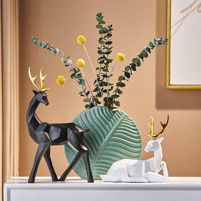 北欧轻奢高档鹿摆件客厅电视柜酒柜家居玄关现代创意简约装饰品