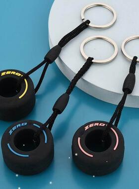 Mini F1 Racing Tire Keychain Car Key Accessories PVC Tyre Pe