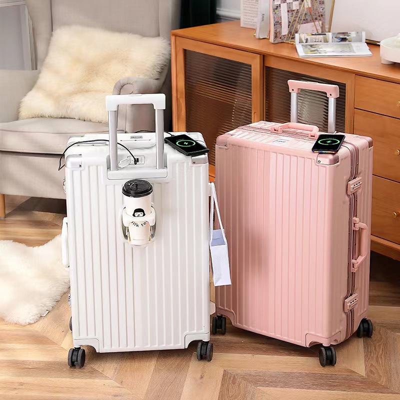 新款高颜值行李箱女拉杆箱铝框万向轮旅行箱男学生密码箱24皮箱子