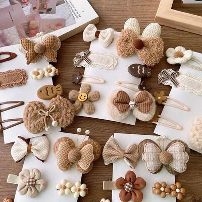 8pcs/set Sweet Girl Hair Clip Cartoon Bear Floral Bowknot Ha