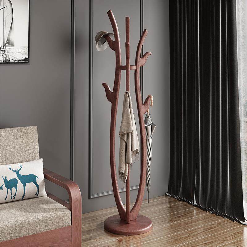 高档实地木衣帽架落白木蜡卧室挂架衣架客厅挂衣服架子室内家用置