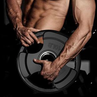 Olympic Rubber Grip Plates for Barbell, 2-Inch Weight Plates