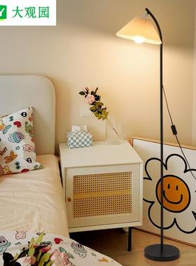 Y百落地灯19288现D代简约客褶厅沙发G旁装饰卧室床头落地台灯中山