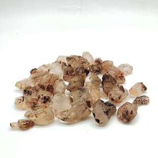 天然红泥骨干水晶骸骨原矿原石权杖水胆彩虹亮皮把玩件半宝石饰品