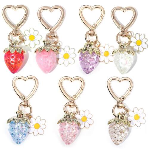 Cute Strawberry Bag Pendant Keychain Kawaii Heart Flower