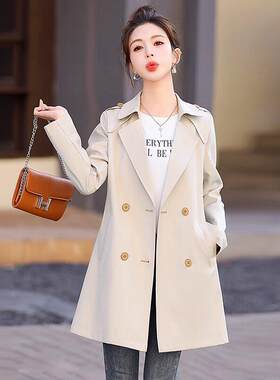 纪诗哲高级感风衣外套女春季2026新款小个子时尚显瘦中长款大衣女