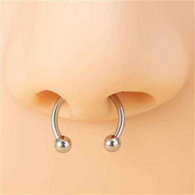 9pcs Hoop Earrings Smiley Nose Ring Septum Real Piercing Bar