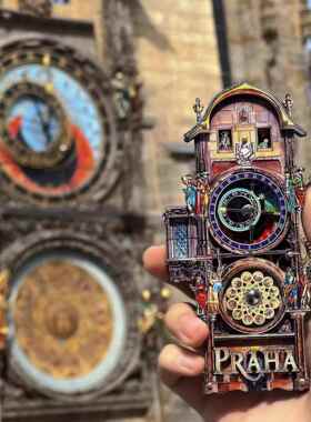 布拉格广场天文钟齿轮转动冰箱贴旅游同款创意礼物复古独特设计