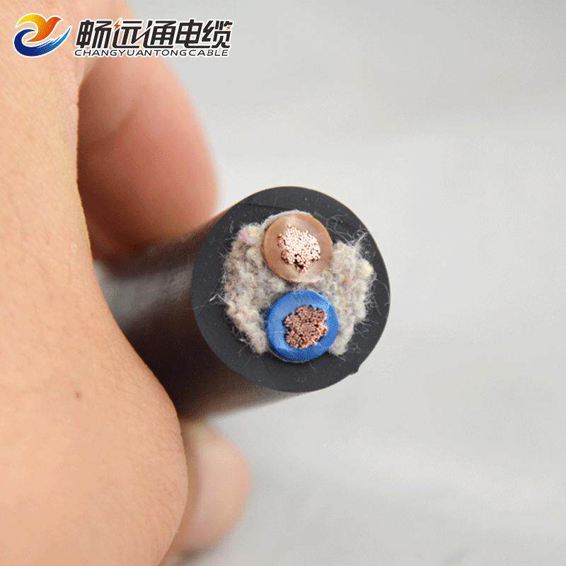 国标两芯纯铜软电缆 RVVT2*10弹性体护套防水线 起重运输设备电缆