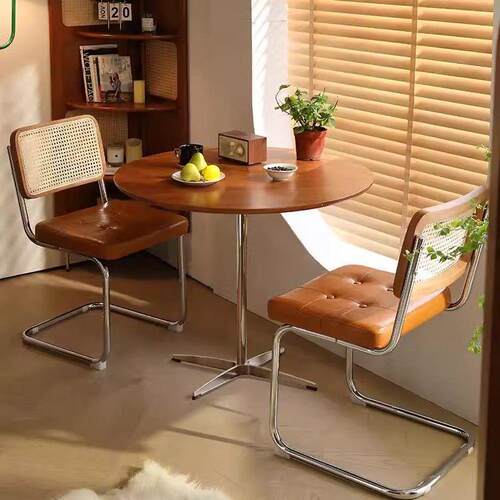 1法式姆中古餐桌风椅子实木阳台桌椅套不锈钢美式复古装伊斯圆桌