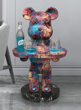 网红公仔暴力熊摆件大型落地托 托盘客厅沙发旁边大号装饰品新房