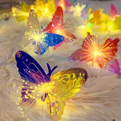 LED光纤蝴蝶庭院花园阳台露营帐篷装饰灯彩灯闪灯摆摊小推车墙面