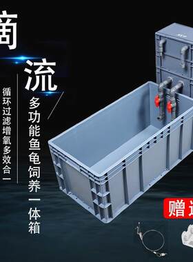 龟鱼一体养殖箱带过滤排污增氧送架子乌龟缸周转箱养龟多功能缸