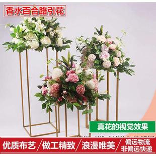 森系婚庆路引花铁艺架花艺仿真绢花婚礼现场布置橱窗摆设装 新款 饰