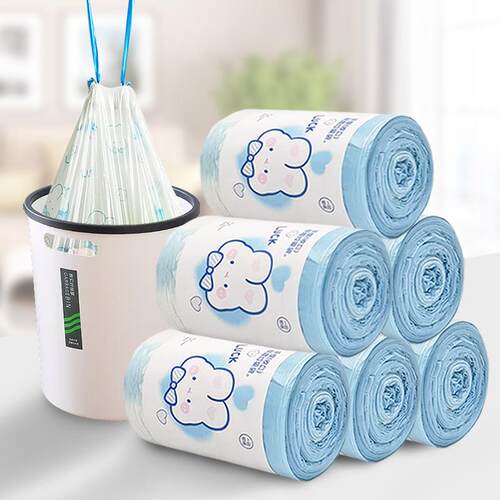 High Aesthetic Blue Heart Rabbit Print Drawstring Trash Bags