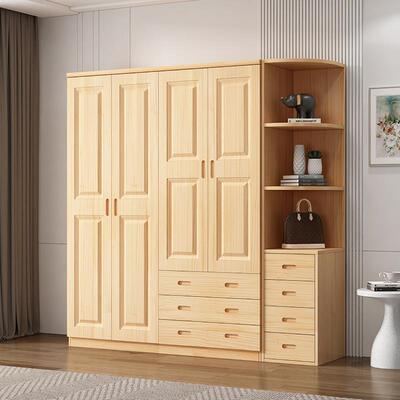 实FCW木衣家用卧室木简约现代原小户型经济型松木全儿童柜大衣橱