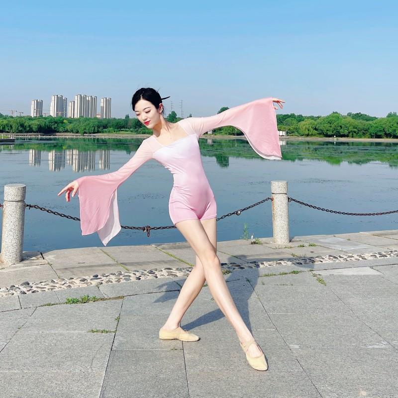 高档新国风舞蹈古典度假风流仙裙舞连体衣720度大摆裙舞舞裙蹈服