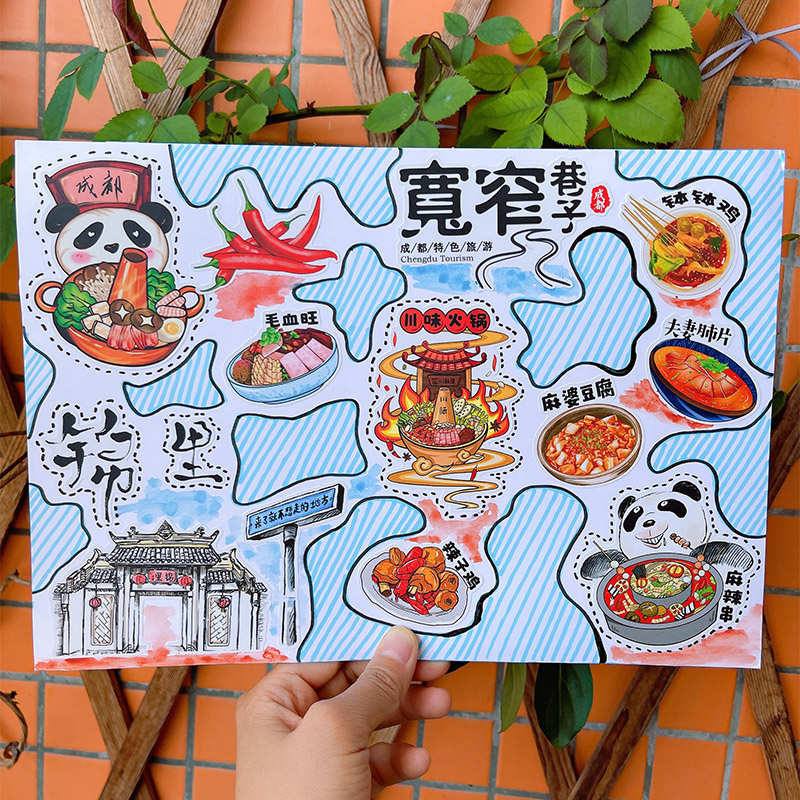 成都建筑文化旅游贴纸城市旅行手帐手抄报剪报家乡文化贴画自粘