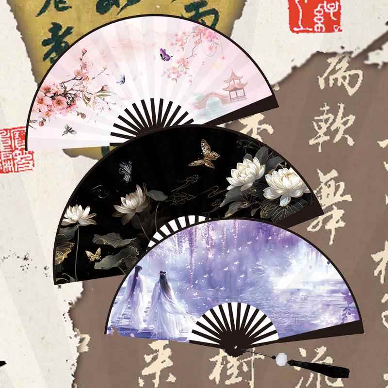 8寸双面图案学校学生舞蹈扇子外贸扇子地摊夜市折扇景区热卖